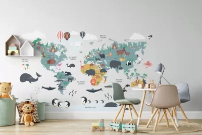 World map for kids School wall