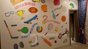 Sports Theme School Wall Painting