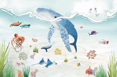 Aqua Nursery Wallpaper