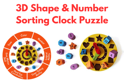 3D Shape & Number Sorting Clock Puzzle