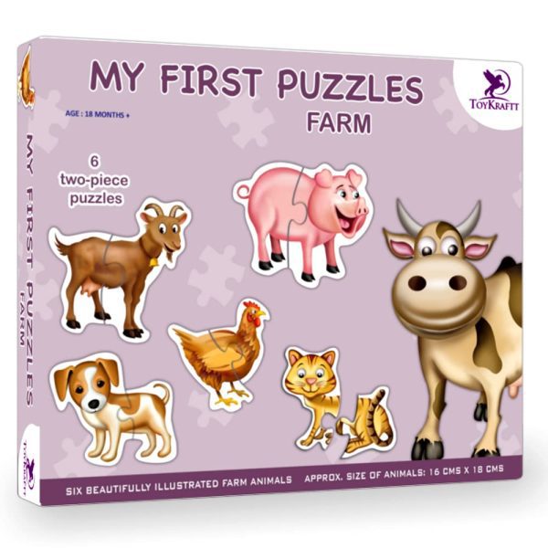 My First Animal Farm Puzzle Games: Montessori Educational Toys for 2 Year Olds and Up - Chunky 2 Piece Puzzles for Boys and Girls, Baby and Toddler Puzzles, Perfect Early Learning Set for Ages 18 Months and Up