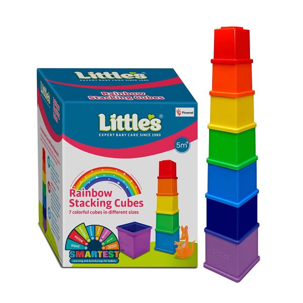 Colorful Rainbow Stacking Cubes: Infant and Preschool Toy for Motor and Reasoning Skill Development - 7 Pieces