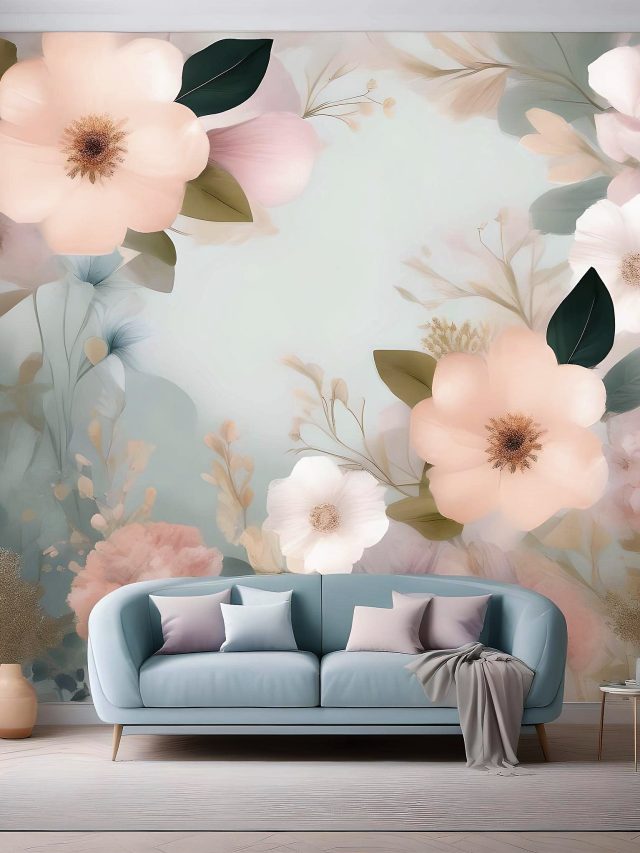 Floral Mural for Living Room Wall Art Ideas