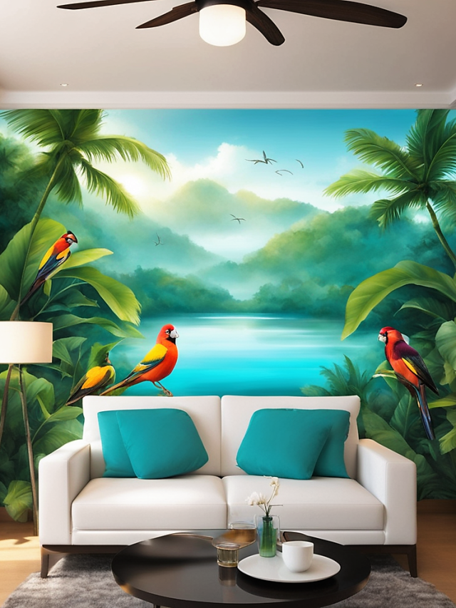 Tropical Theme Wall Painting Idea for Home