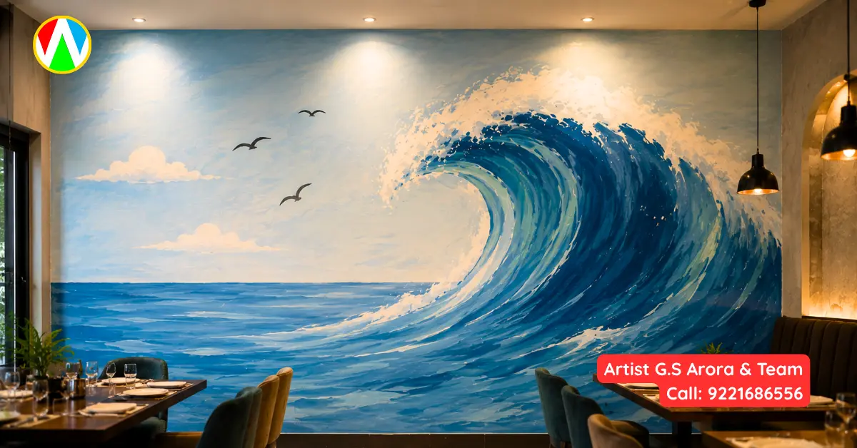 3D Optical Illusion Wall Art Murals for restaurant