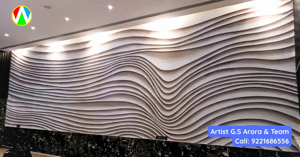 3D wave wall art in progress — Artist G.S. Arora Mumbai