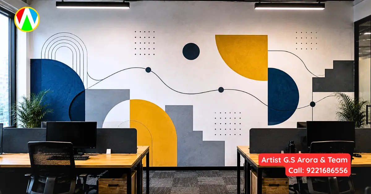 Minimalist Geometric Office Mural Mumbai