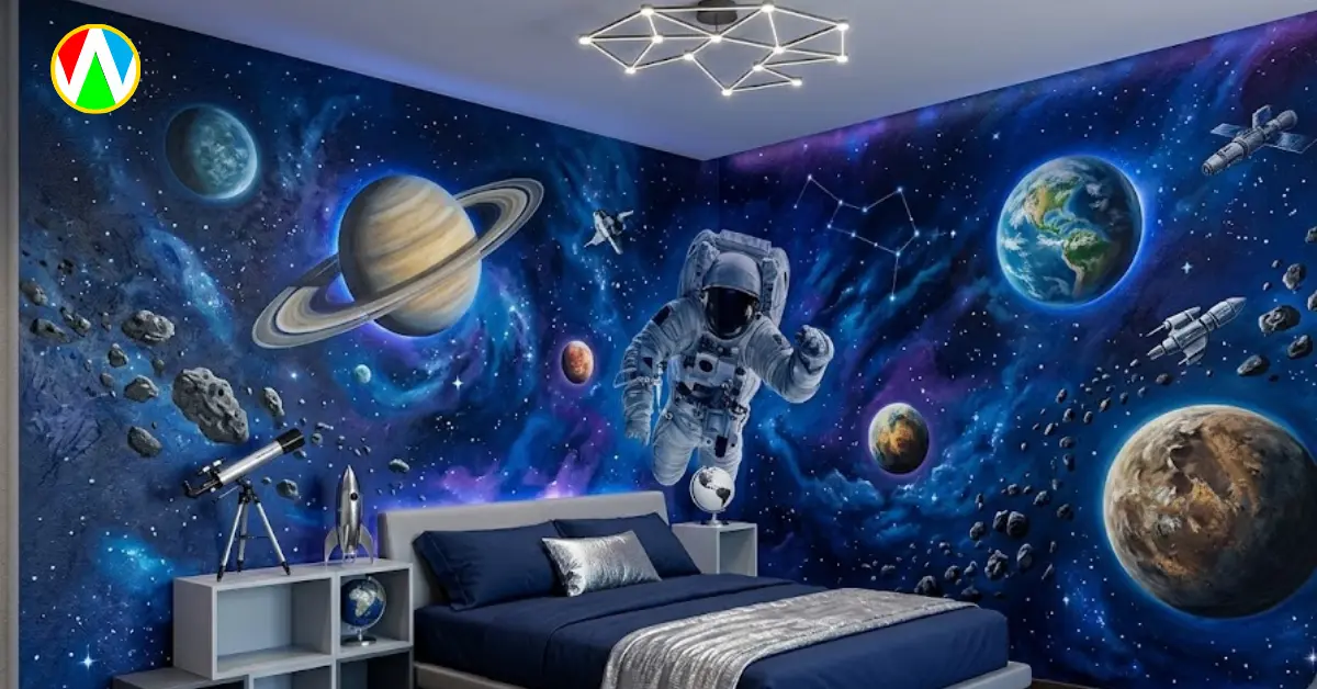 Action and sports theme kids room wall painting ideas