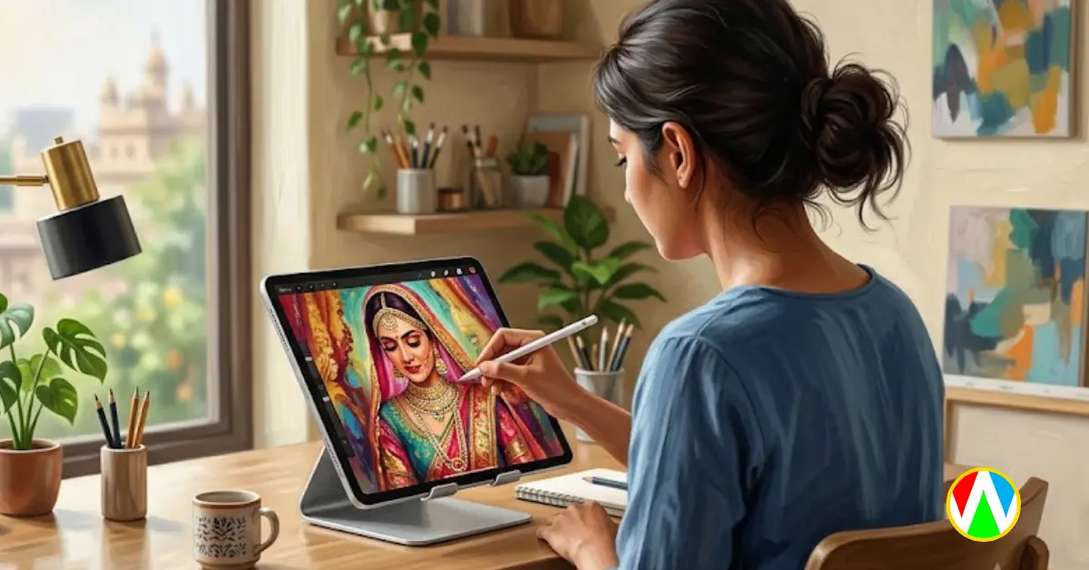 Digital canvas painting India using an iPad Pro and Apple Pencil