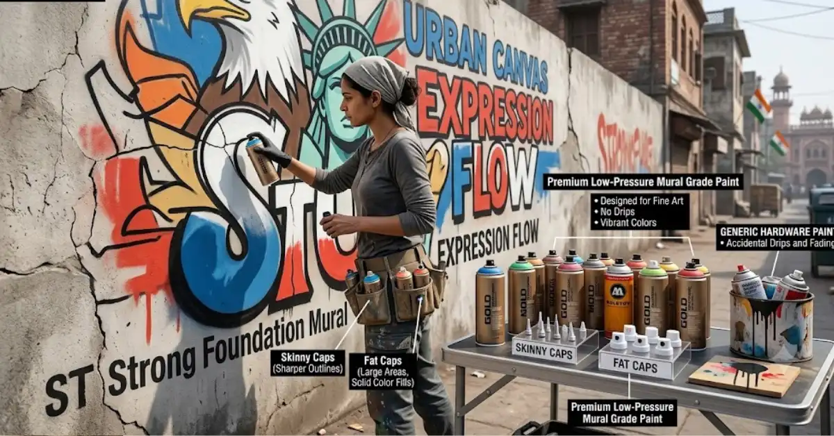 Premium spray paints and caps needed to learn graffiti art