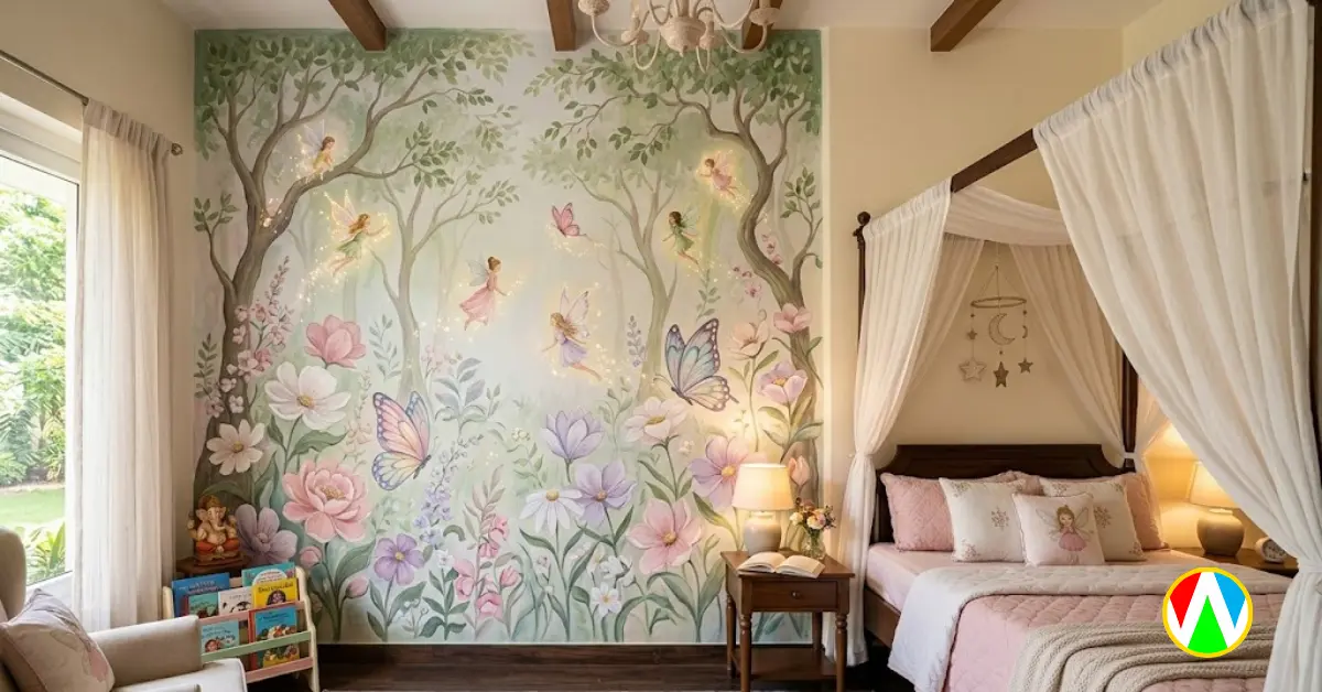 Magical fantasy and fairy kids room wall mural ideas
