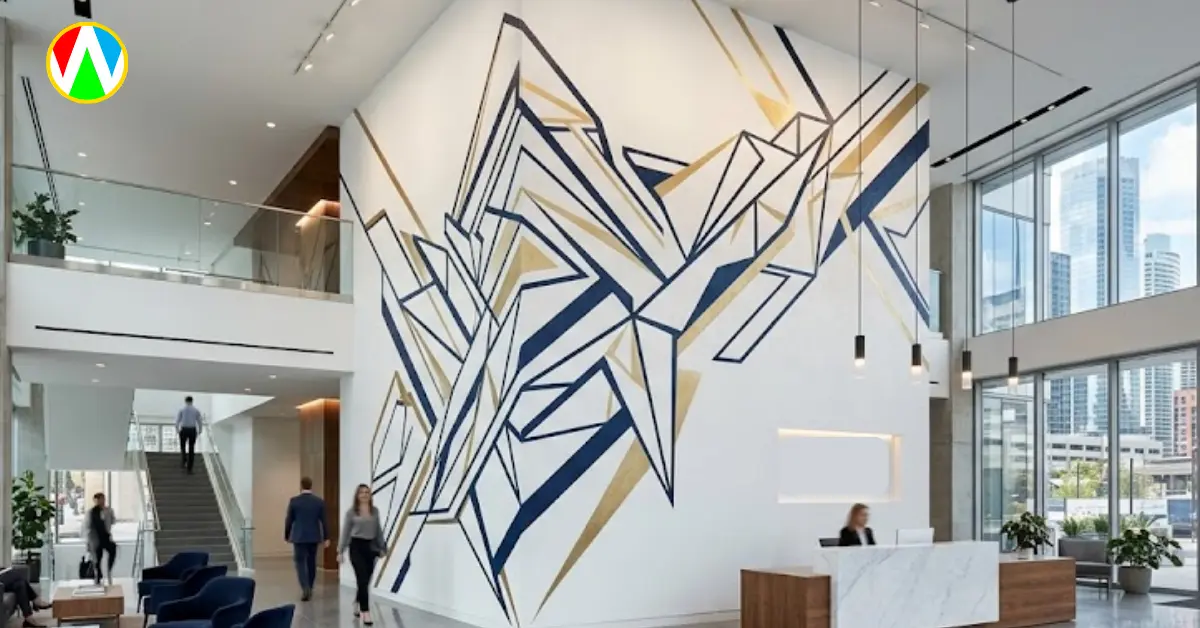 Modern wall paintings featuring minimalist geometric and line art