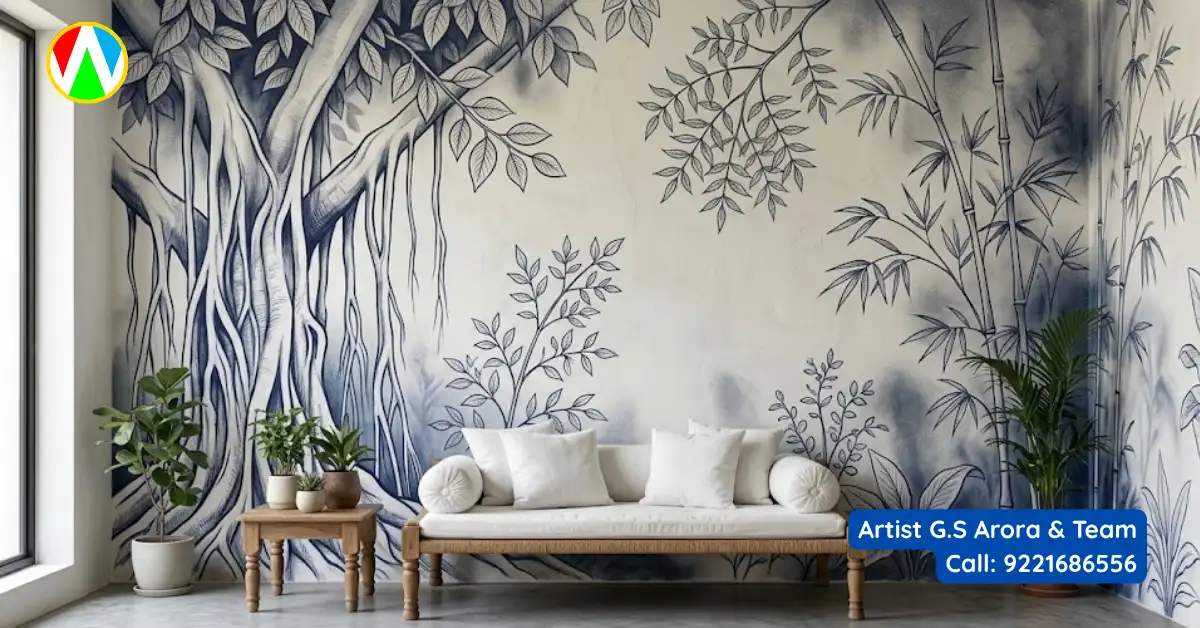 Monochromatic Botanical Line Art Mumbai