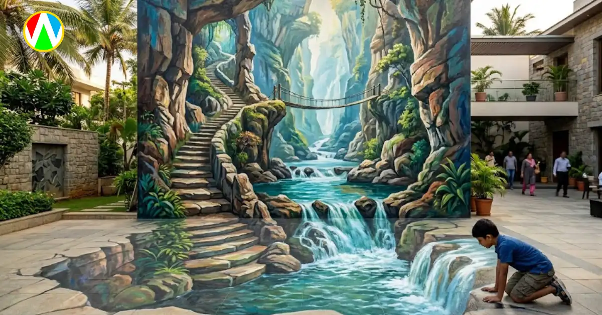 3D Wall Painting Artists in India executing a large mural Pan-India
