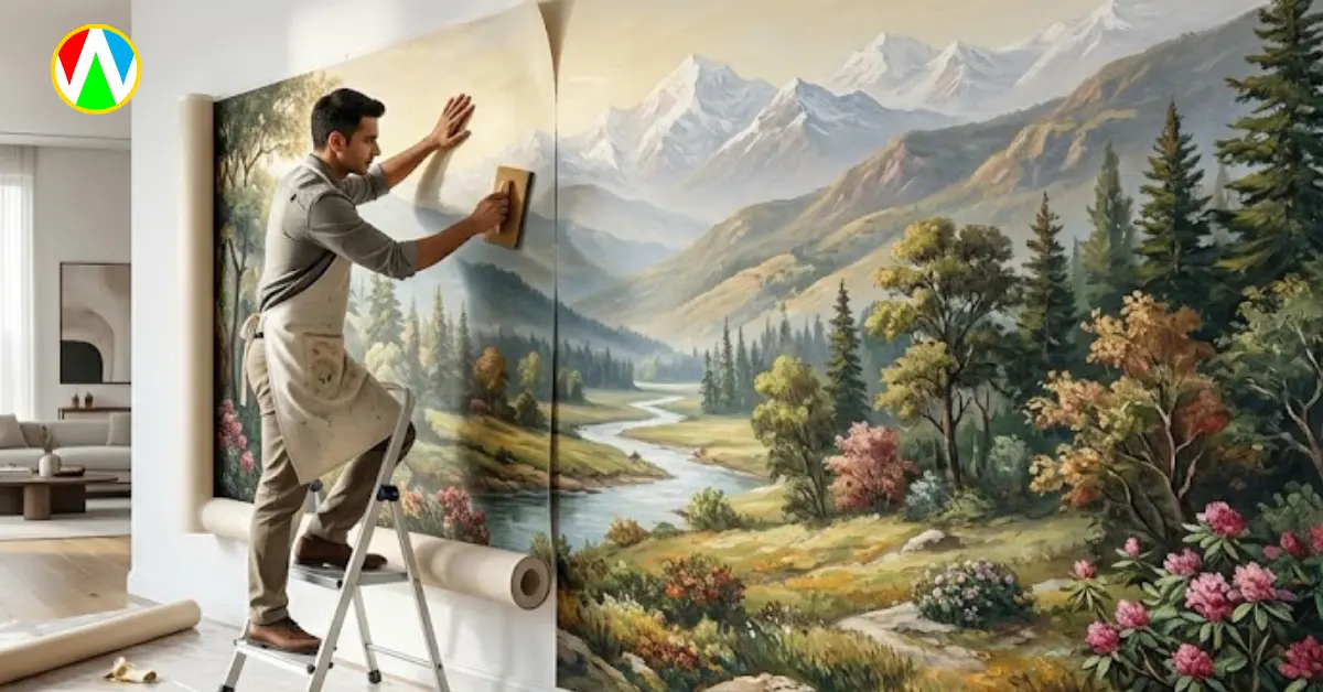 Rolled canvas mural technique for modern wall paintings